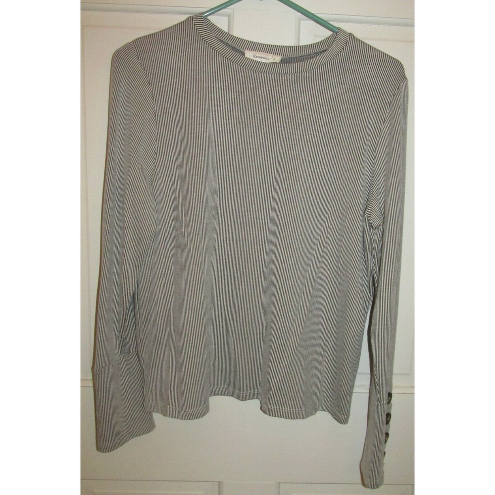 Urban Romantics Women's Black & White Striped Long Sleeve Shirt Size L